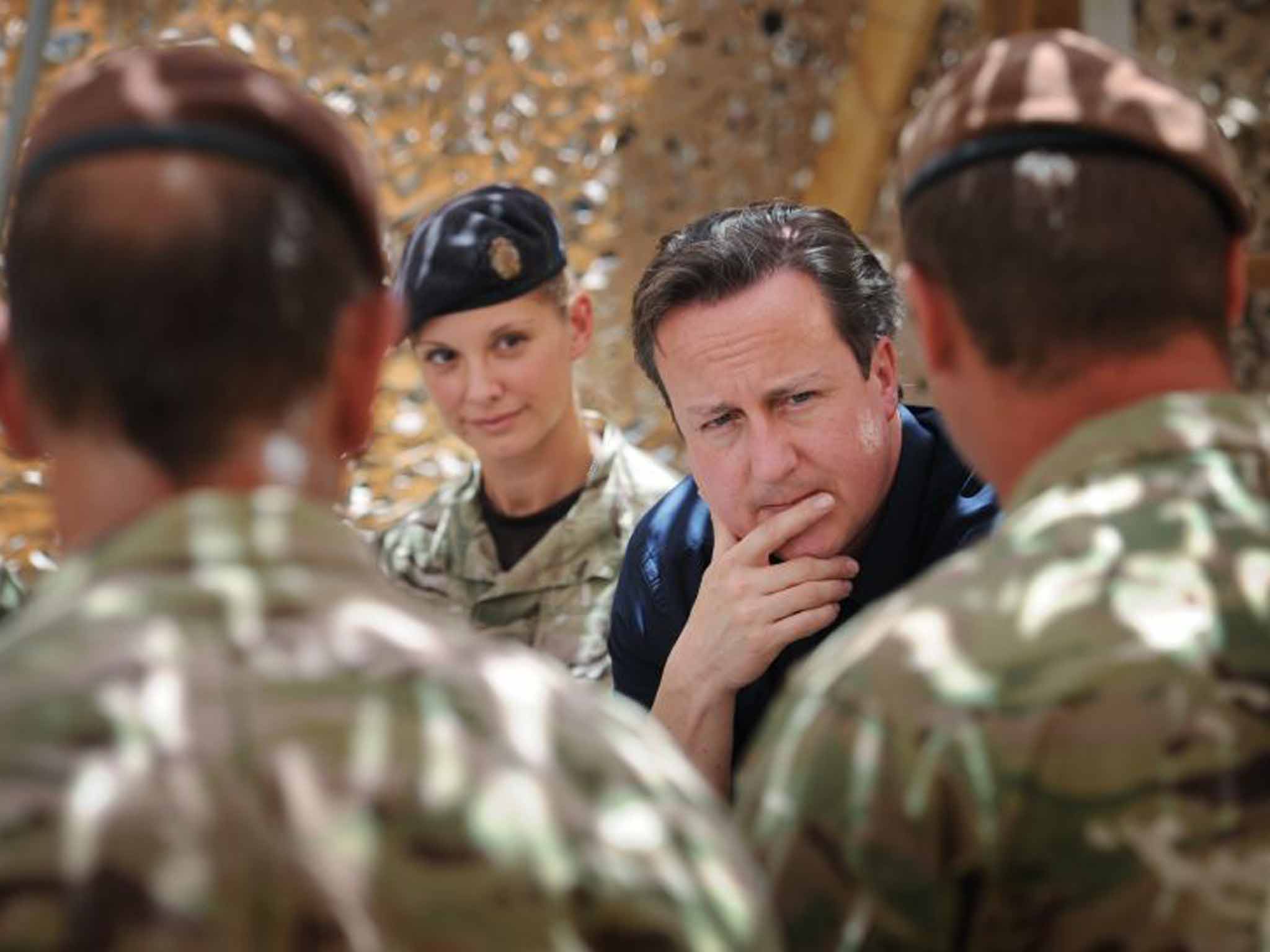 David Cameron meets British troops in Afghanistan in 2013