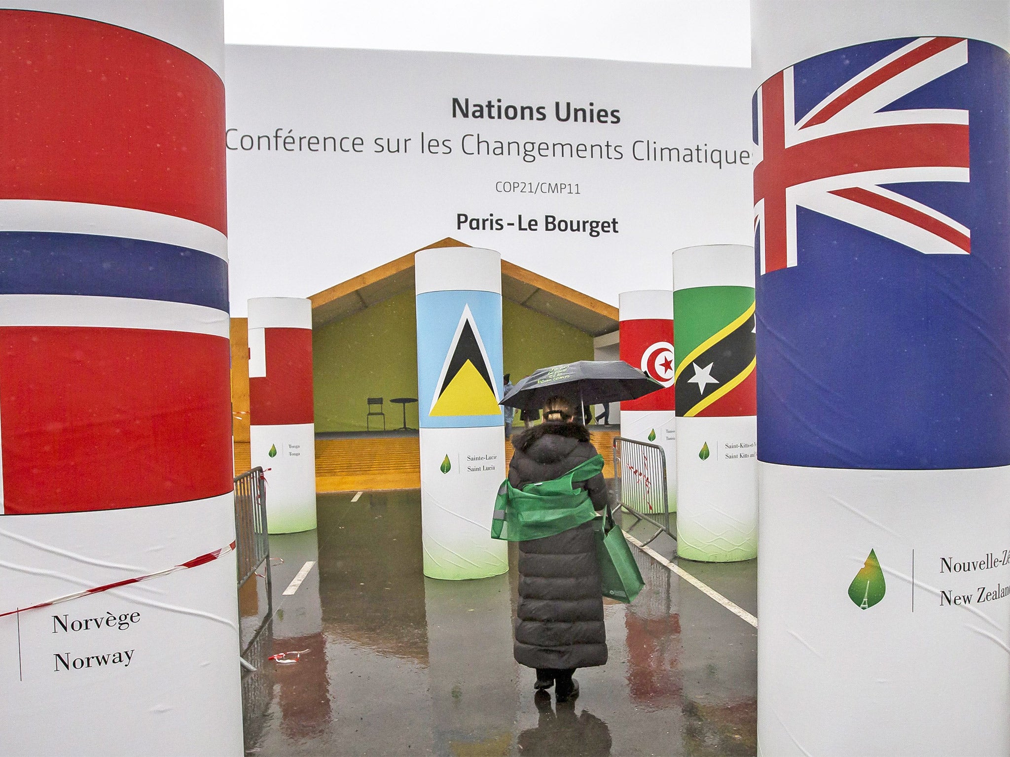 The entrance of the COP21 Climate Conference venue in Le Bourget. Talks will take place from 30 November to 11 December