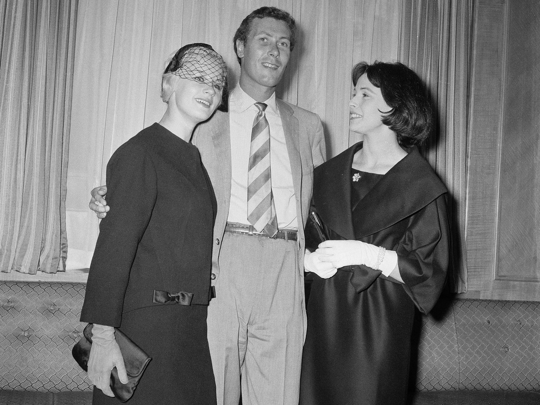 John Osborne with actresses Mary Ure, left, and Claire Bloom, at a reception for the film version of 'Look Back in Anger', in 1958