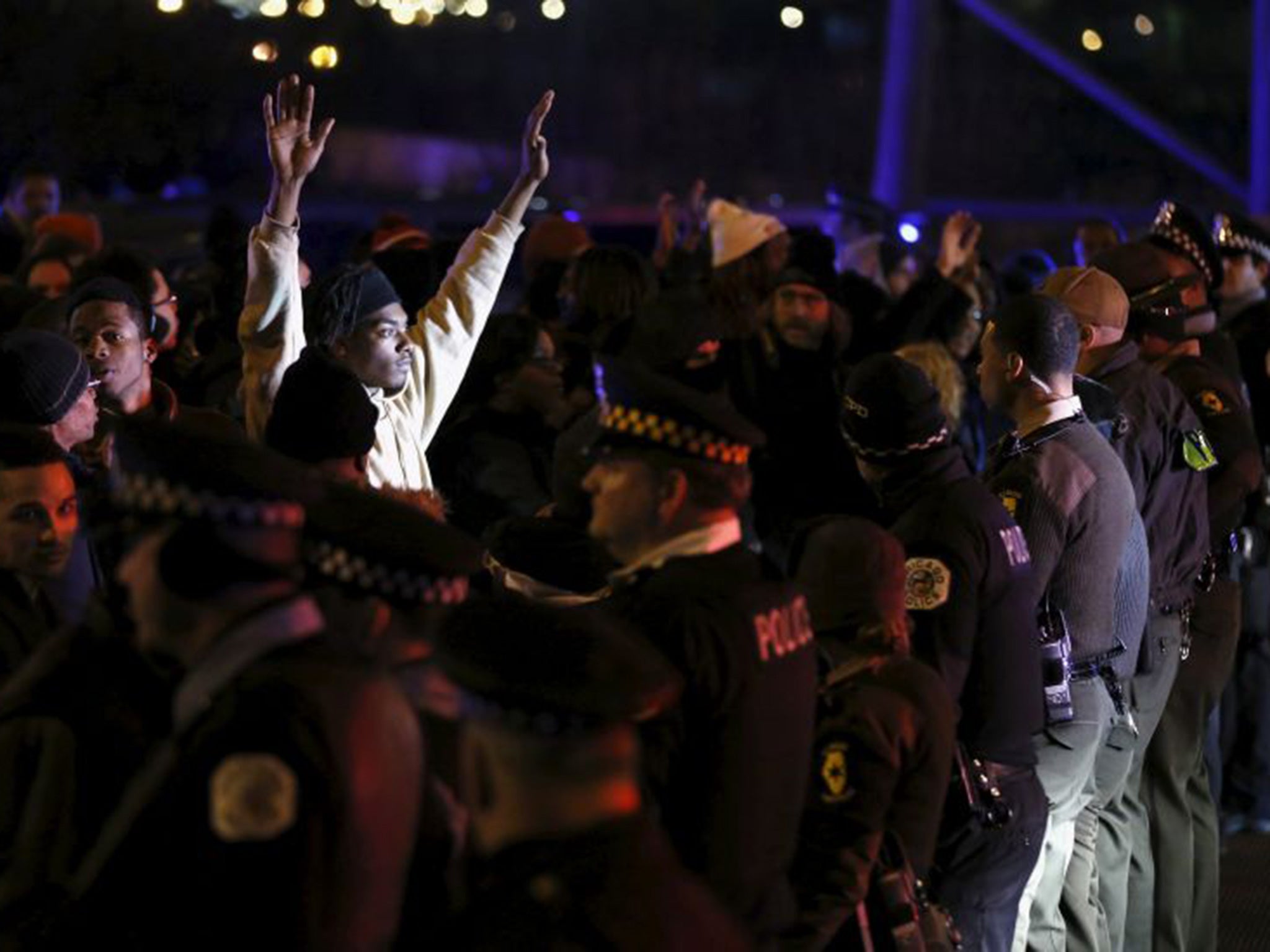 Protesters demonstrate after the release of a video showing the shooting of Laquan McDonald, in Chicago