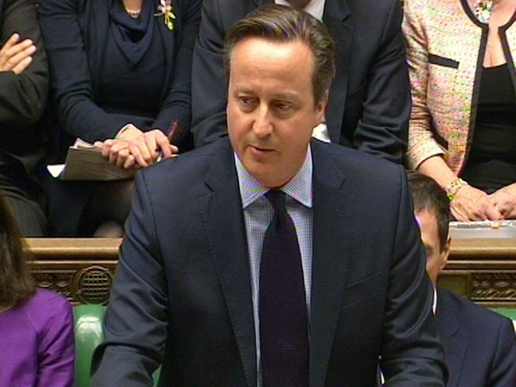 David Cameron speaks during Prime Minister's Questions in the House of Commons, London