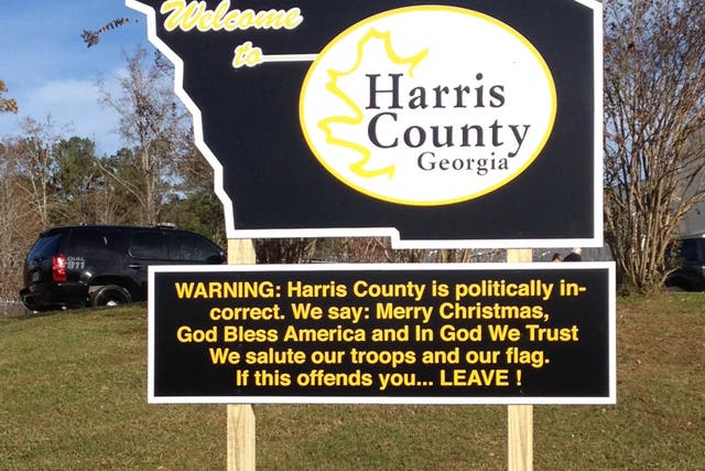 Harris County's new sign, put up by Sheriff Mike Jolley.