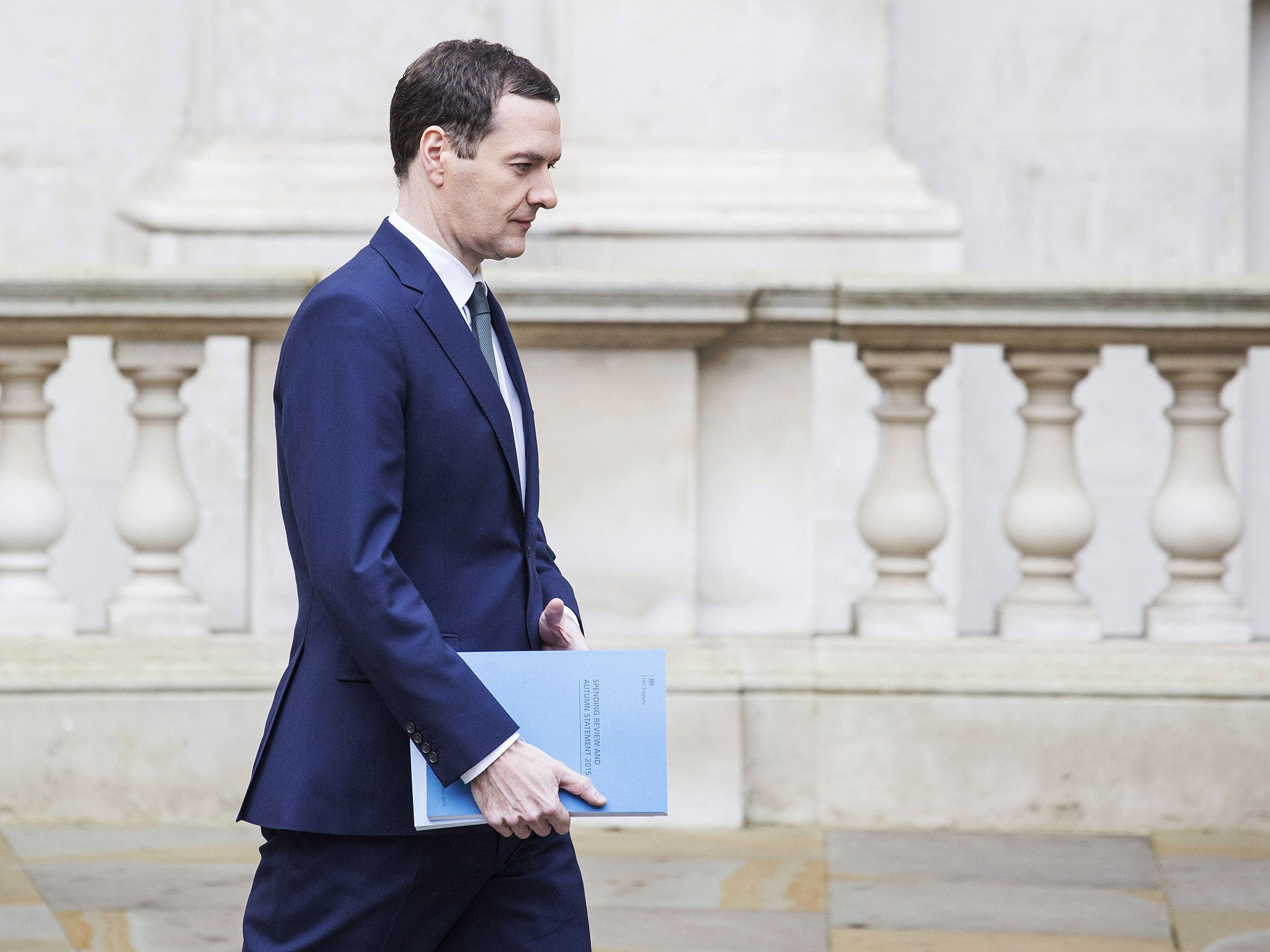 George Osborne leaves the Treasury for the House of Commons to deliver his Autumn statement