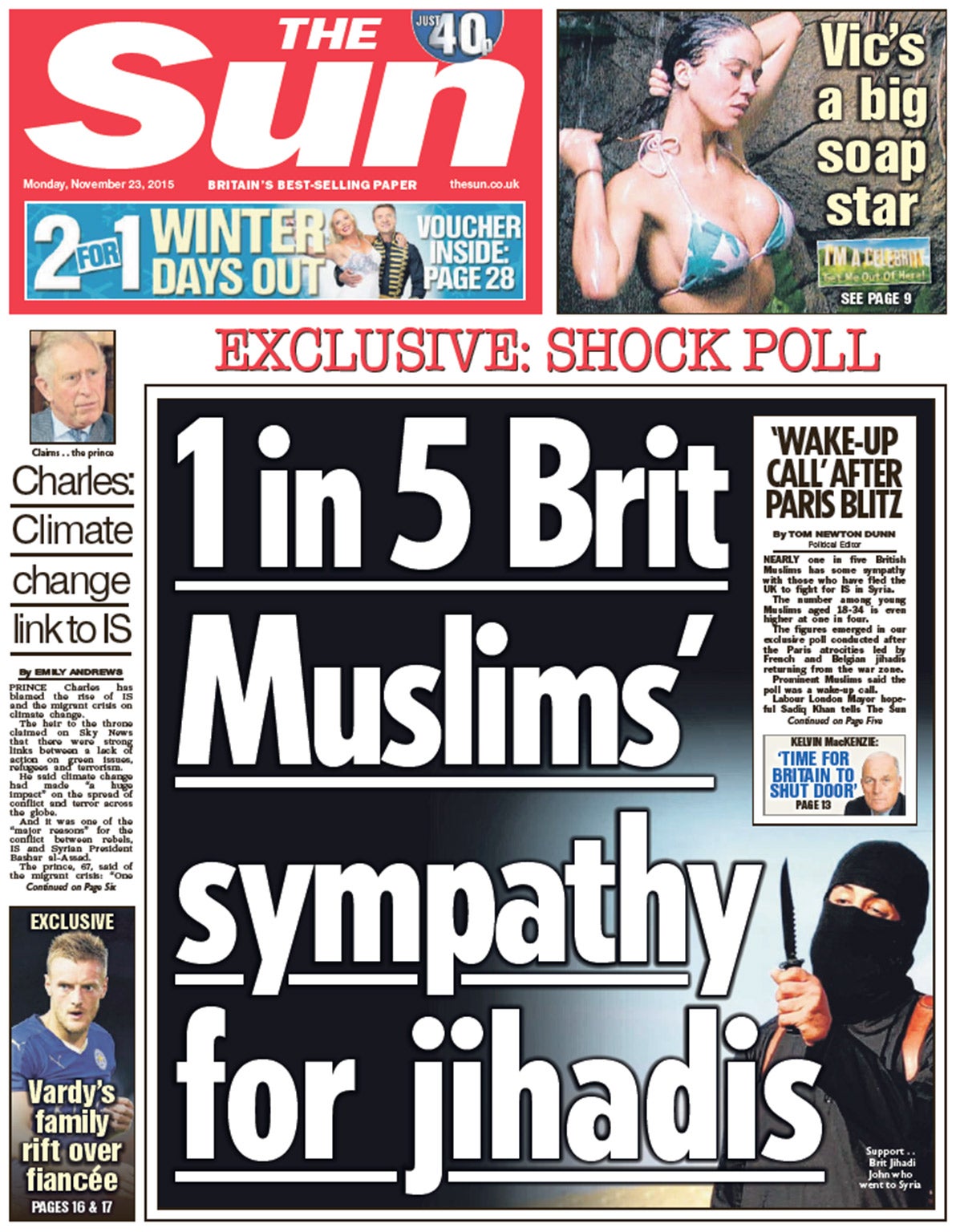 Monday's controversial front page of The Sun