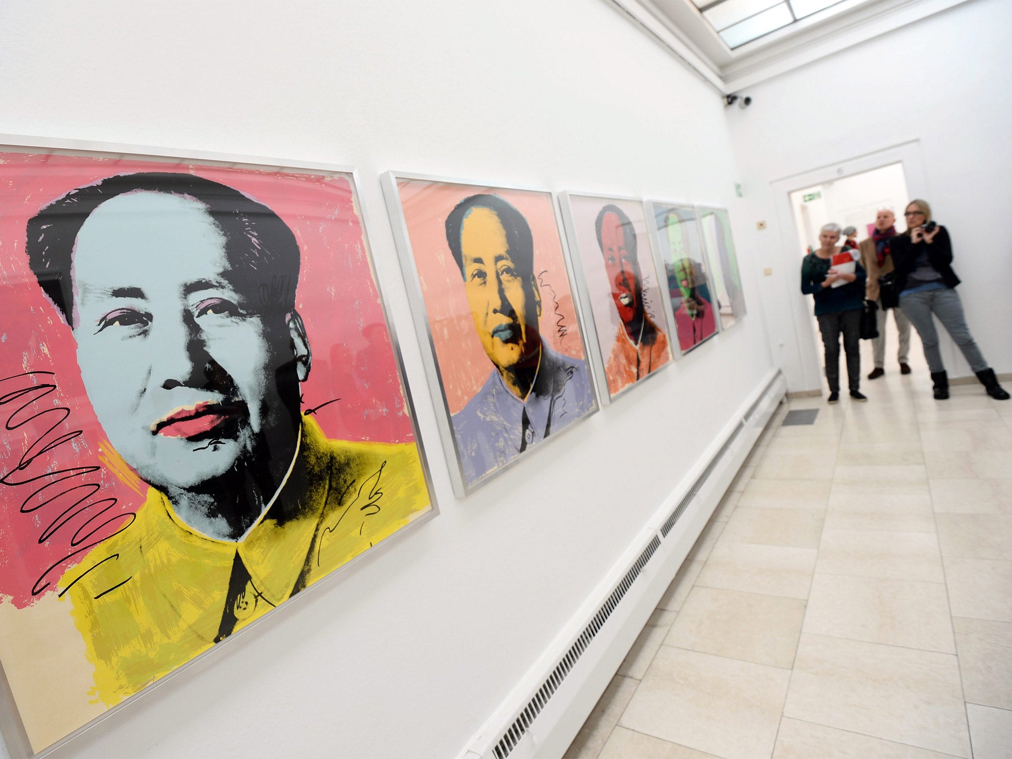 Silkscreen portraits of Chairman Mao by Andy Warhol in the Staedtische Galerie in Rosenheim, Germany