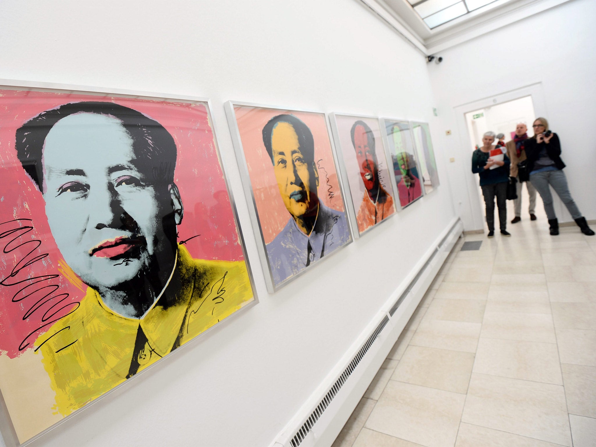 Silkscreen portraits of Chairman Mao by Andy Warhol in the Staedtische Galerie in Rosenheim, Germany