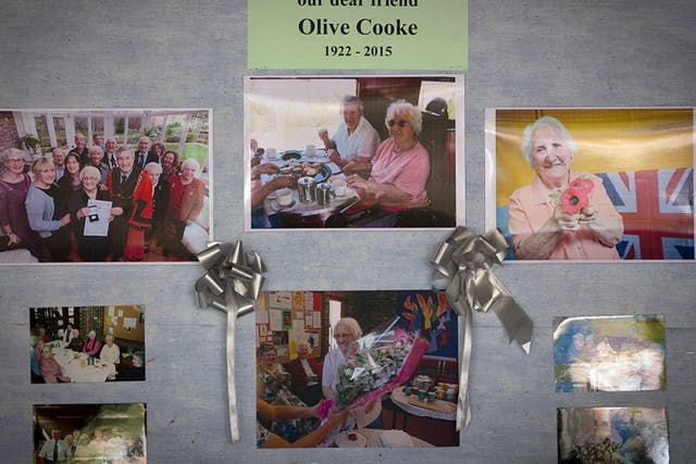 A memorial for Olive Cooke is displayed at Fishponds Methodist Church, Bristol