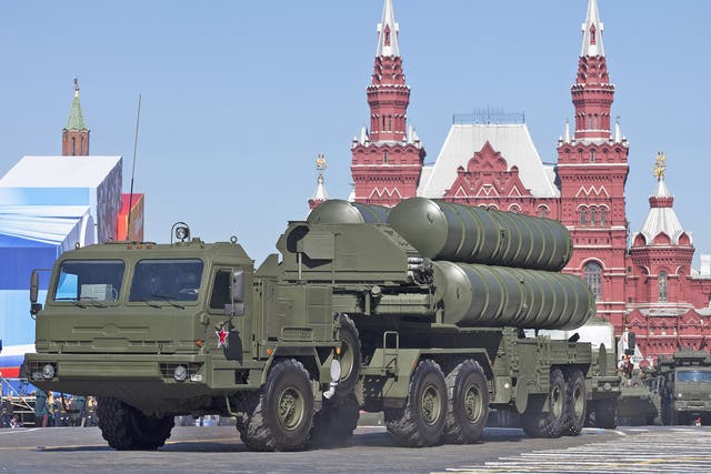 A Russian S-400 air defence missile system makes its way through Red Square during a military parade in Moscow. File photo