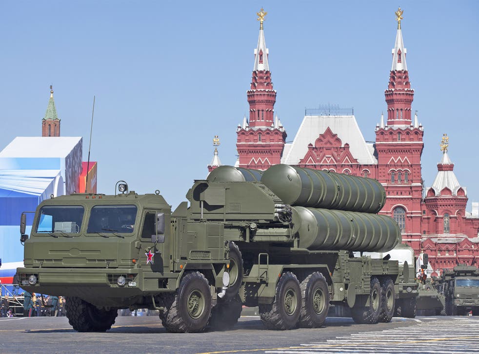 A Russian S-400 air defence missile system makes its way through Red Square during a military parade in Moscow. File photo