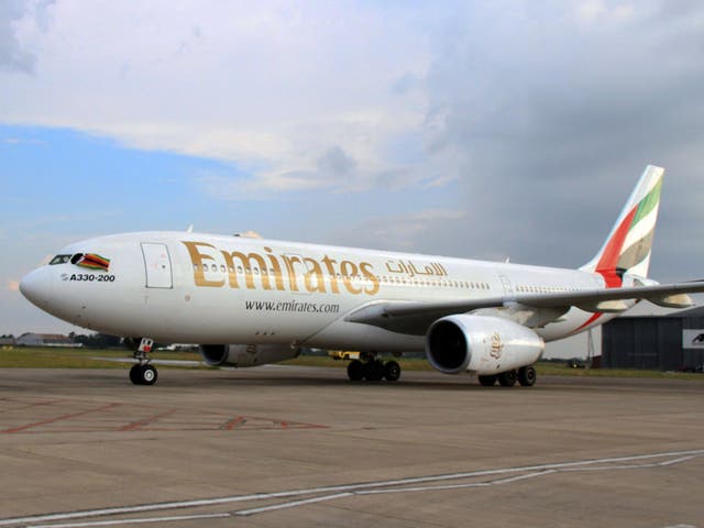 Emirates, Dubai's flagship carrier, reported a 56 percent jump in annual net profit from its airline operations.
