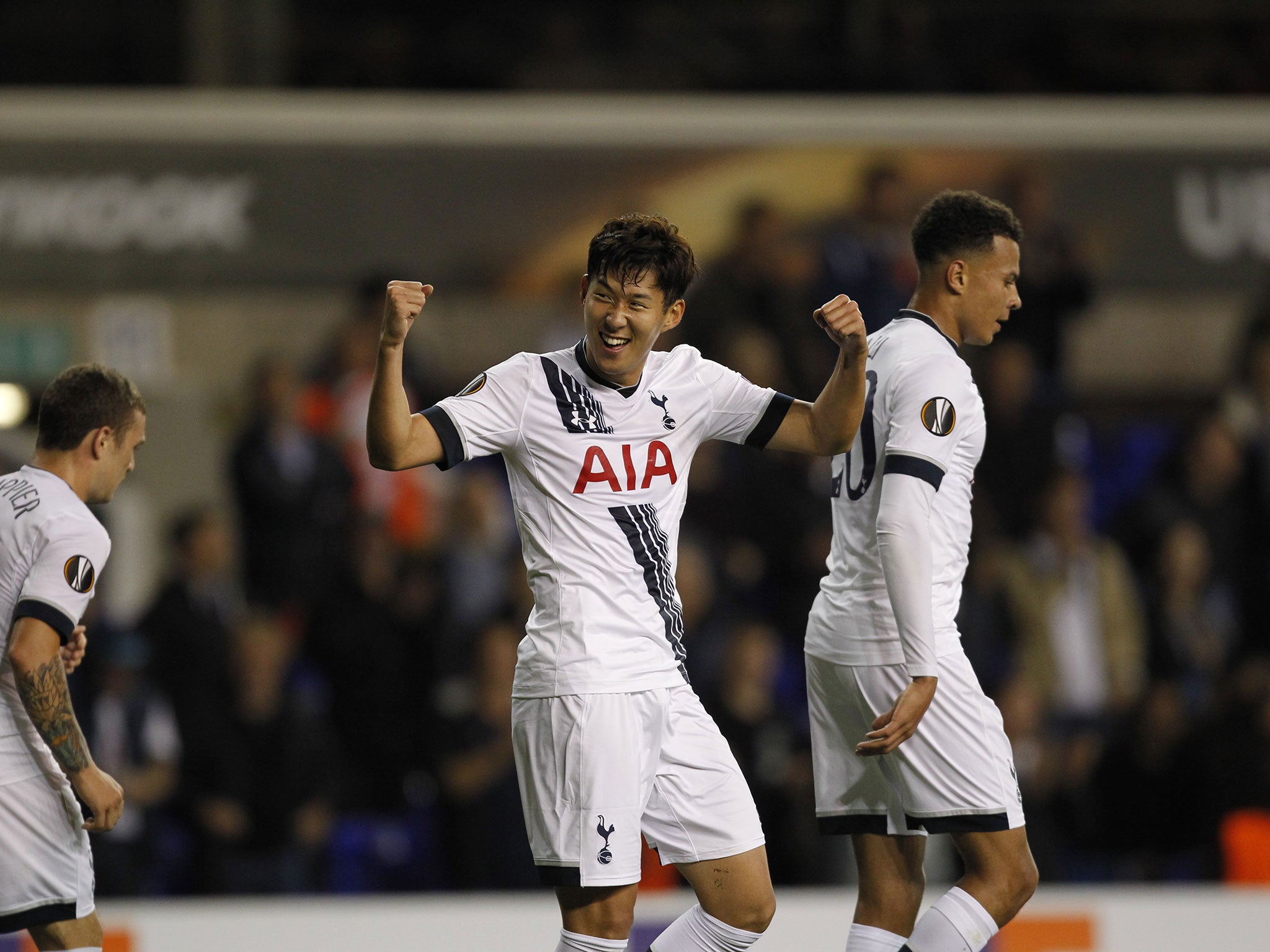 Tottenham forward Son-Heung min scored a hat-trick against Qarabag at White Hart Lane