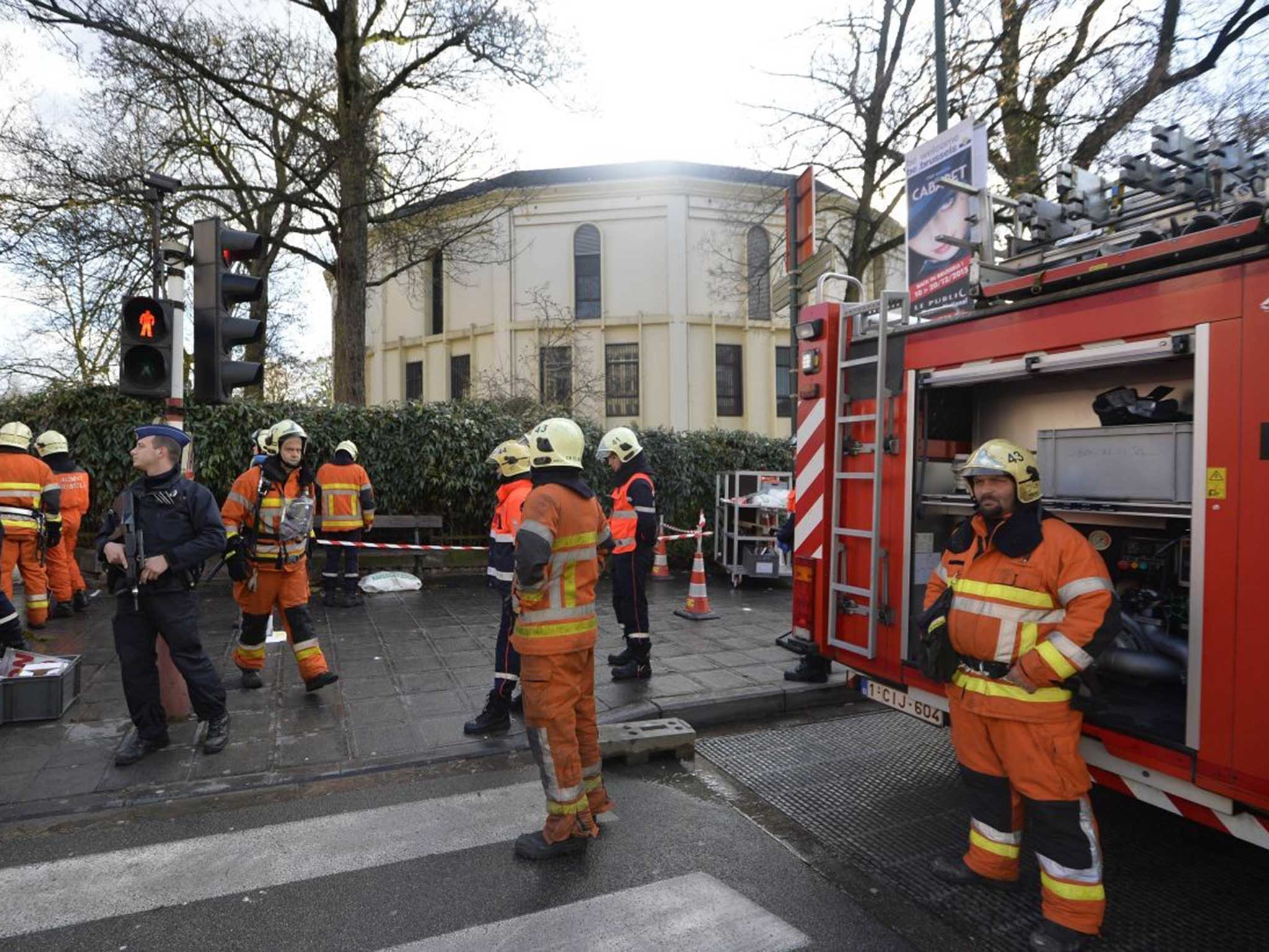 Emergency services outside the Grand Mosque in Brussels