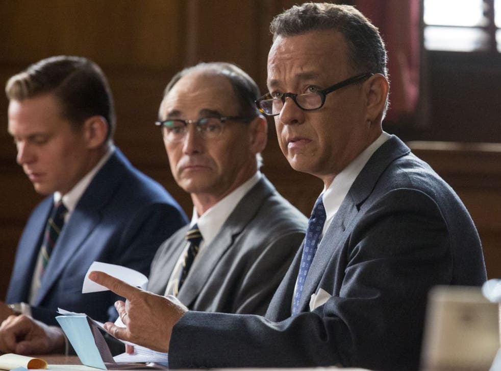 Paranoia: Mark Rylance, centre, and Tom Hanks, right, in ‘Bridge of Spies’
