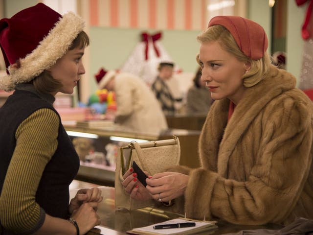 Affairs of the heart: Rooney Mara, left, and Cate Blanchett as lovers Therese  and Carol in the adaptation of Patricia Highsmith’s novel