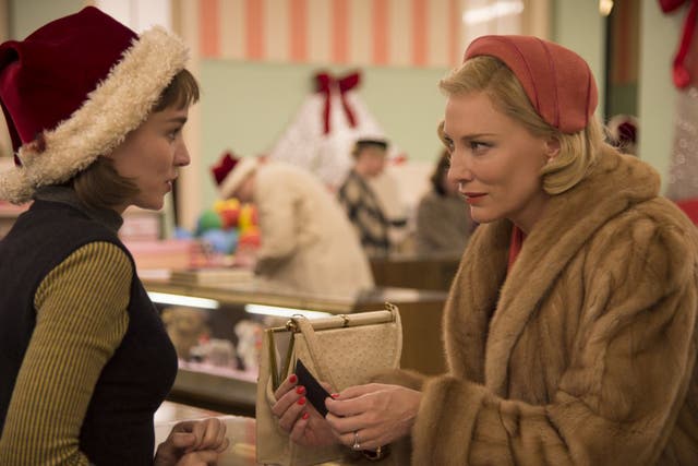 Affairs of the heart: Rooney Mara, left, and Cate Blanchett as lovers Therese  and Carol in the adaptation of Patricia Highsmith’s novel
