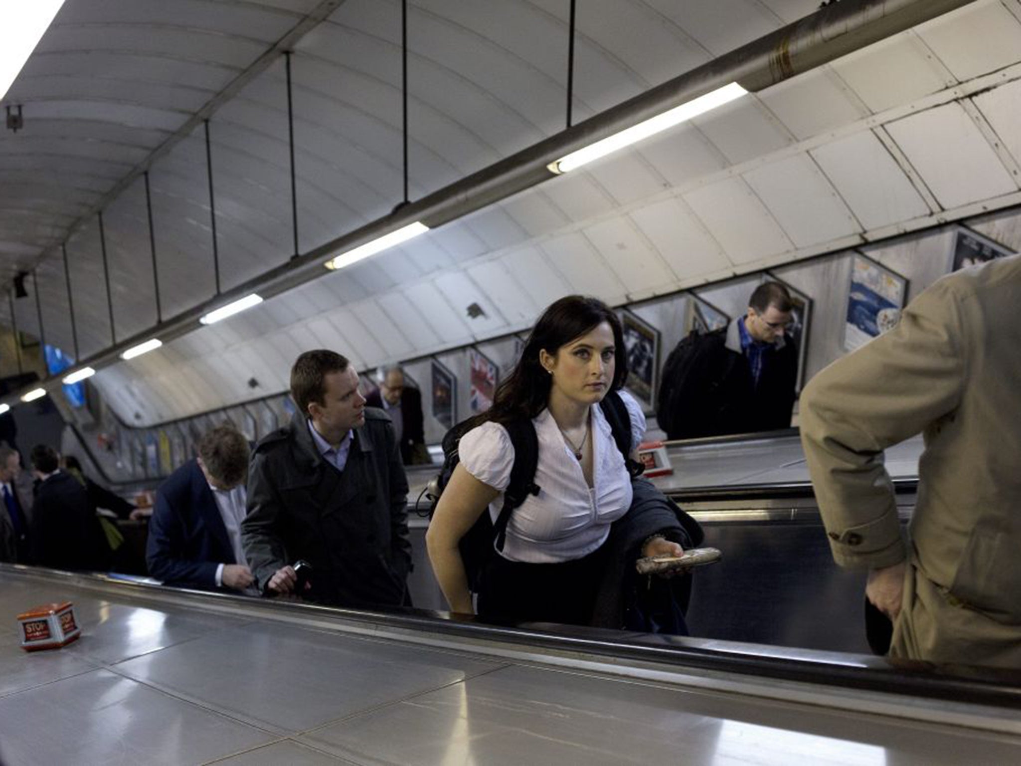 Travelling without moving: commuters stand, almost instinctively, on the right