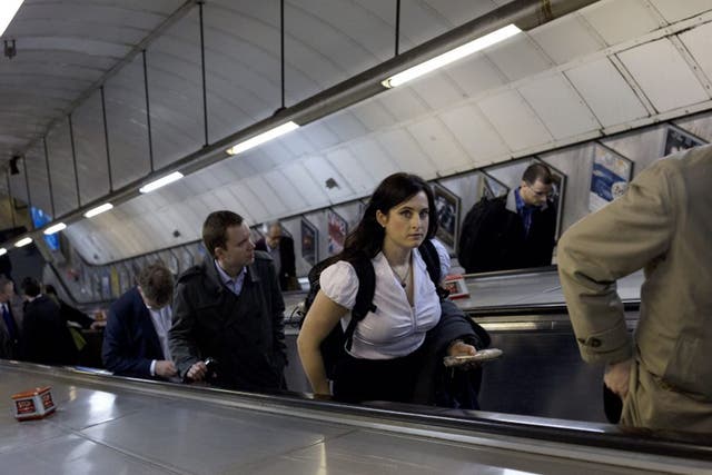 Travelling without moving: commuters stand, almost instinctively, on the right