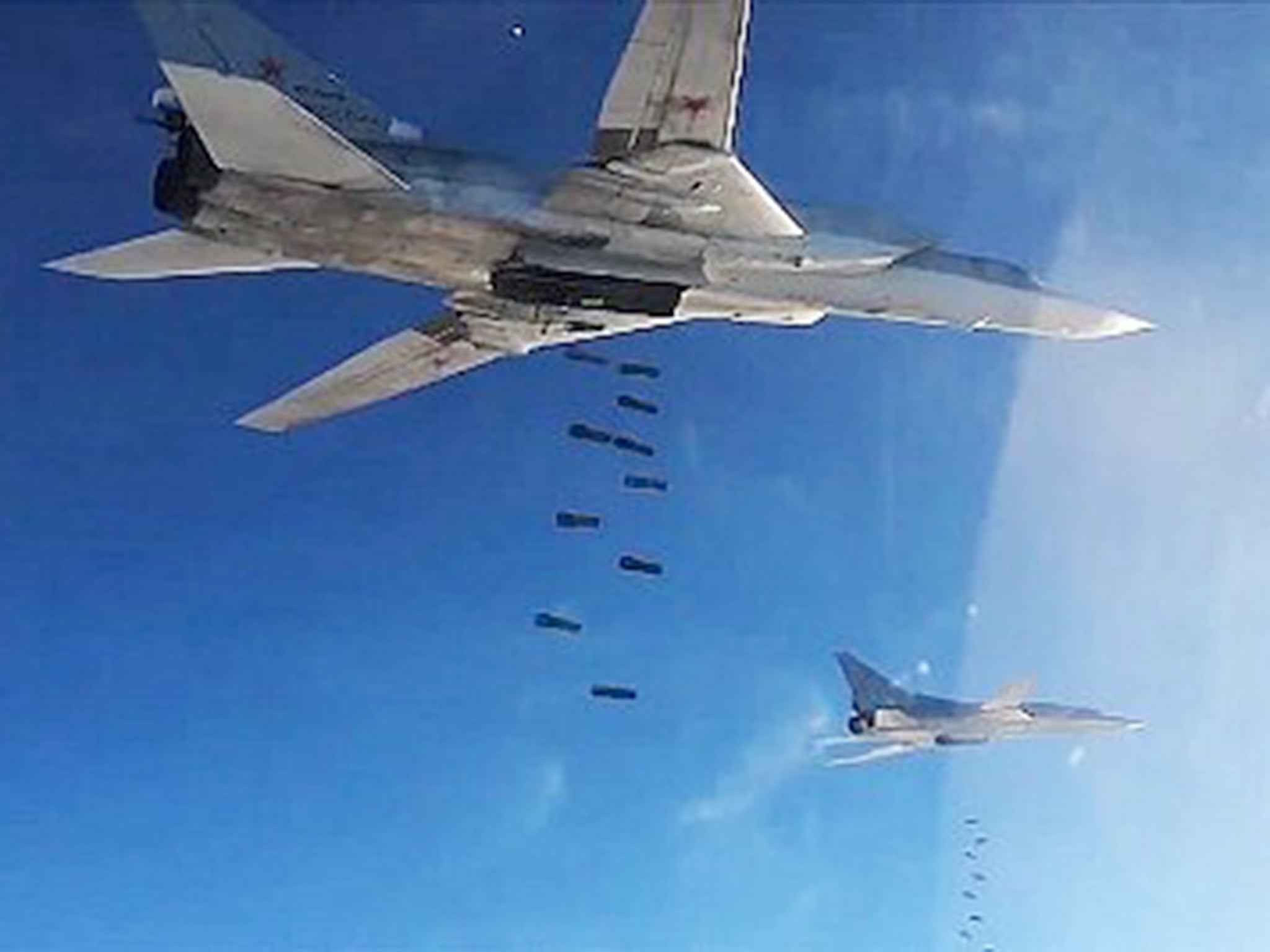 Russian Air Force's Tupolev Tu-22 long-range strategic bombers carry out airstrikes against Isis targets in Syria