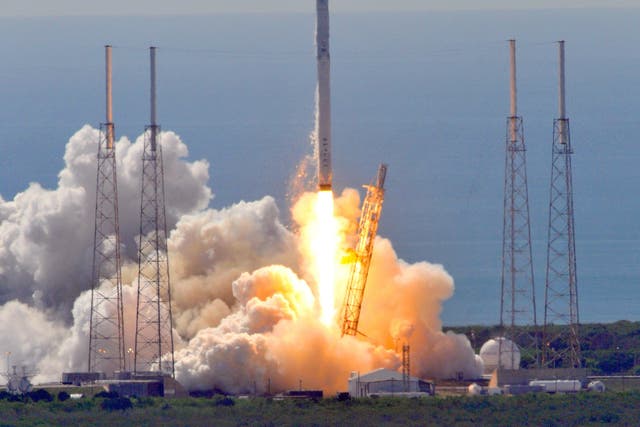 Space X's Falcon 9 rocket lifting off from Cape Canaveral in June