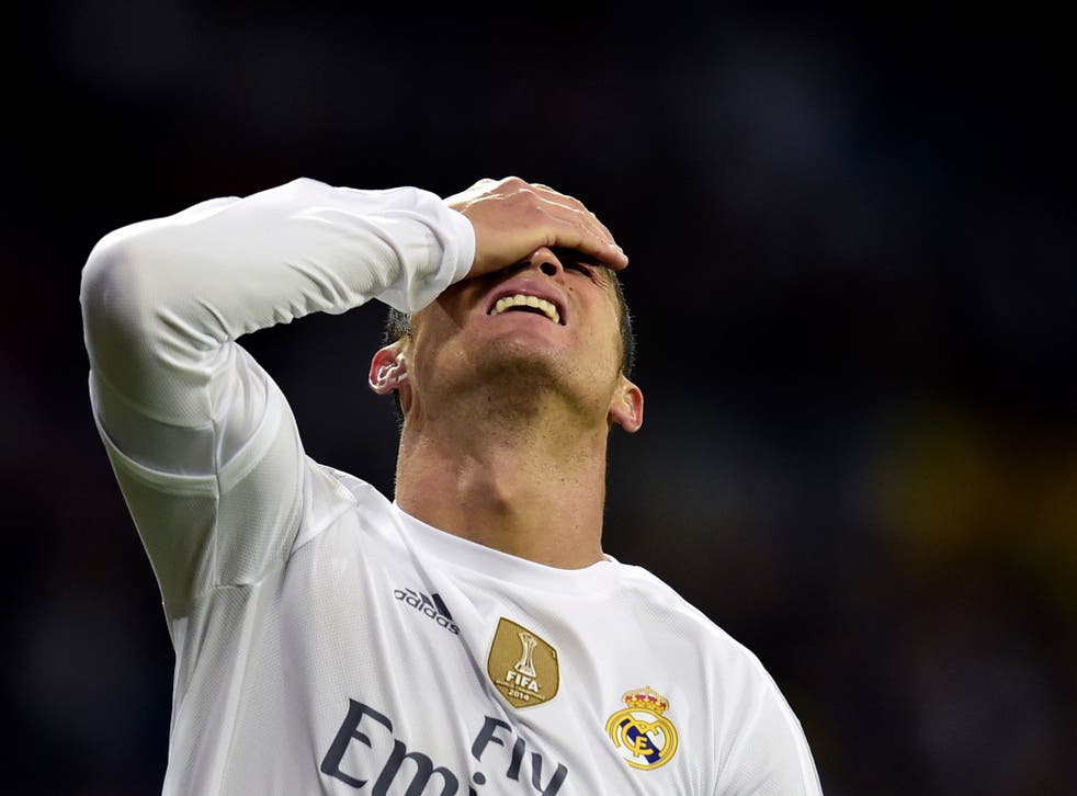 Cristiano Ronaldo reacts during Real Madrid's 4-0 El Clasico defeat by Barcelona