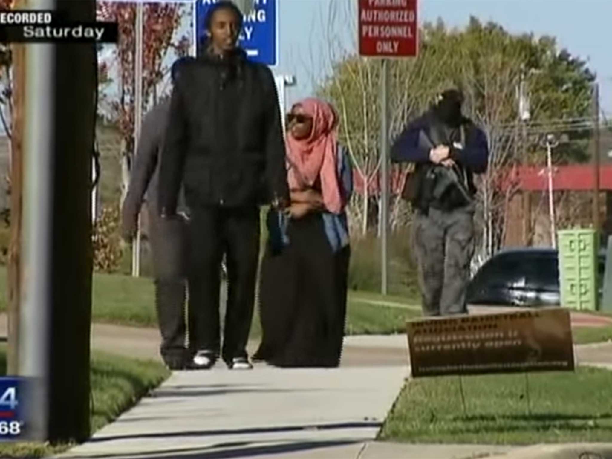 An individual apparently involved in the BAIR protester near the Irving mosque