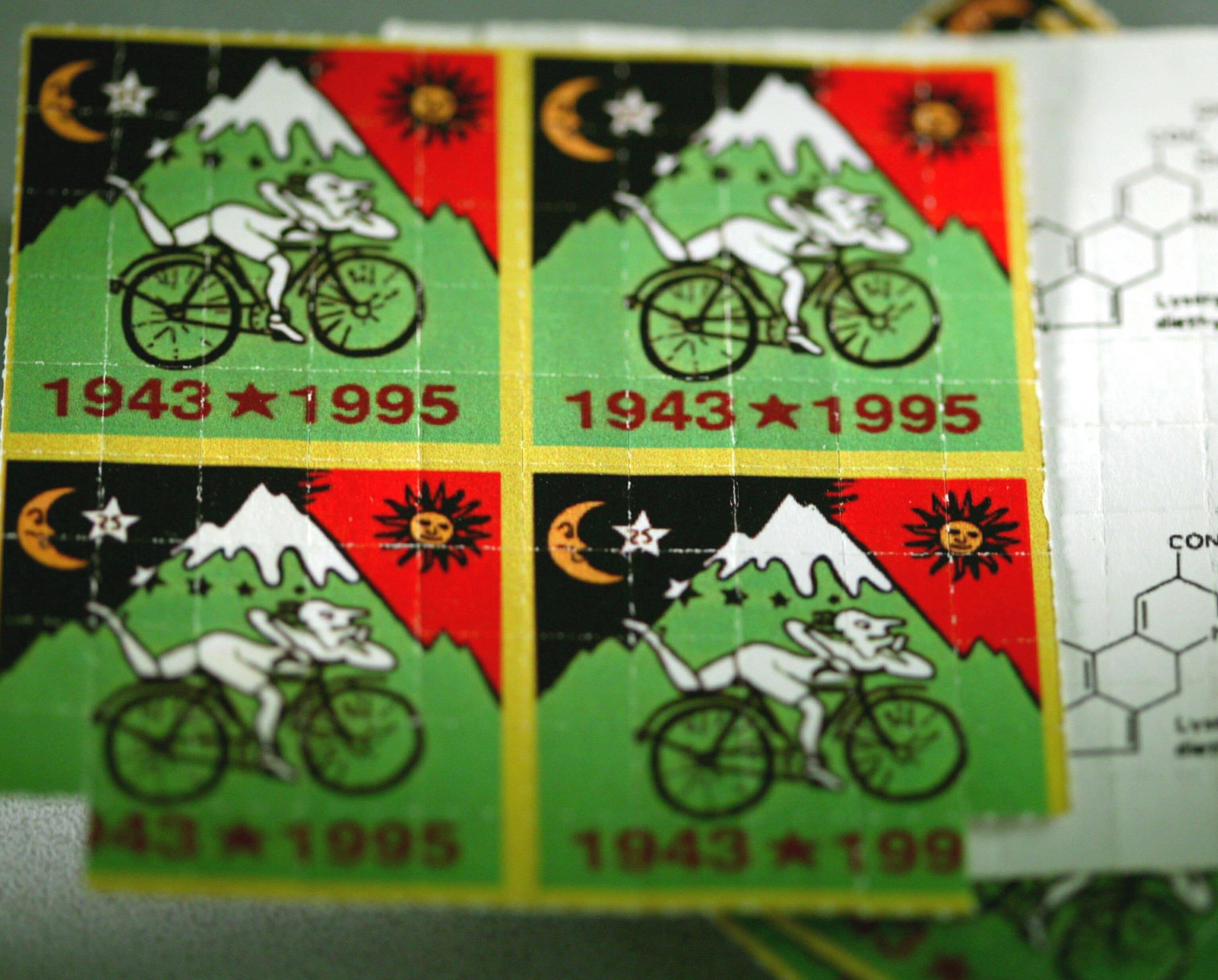 LSD tabs with a design on - each are roughly the size of a postage stamp