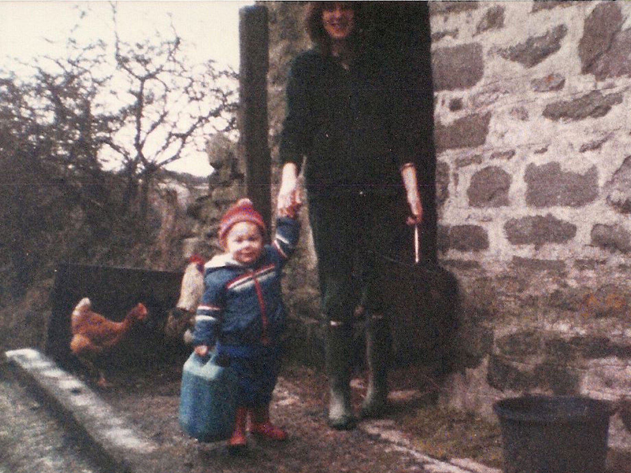 Lyall with Holly’s mother Lynda and their chickens, 1986