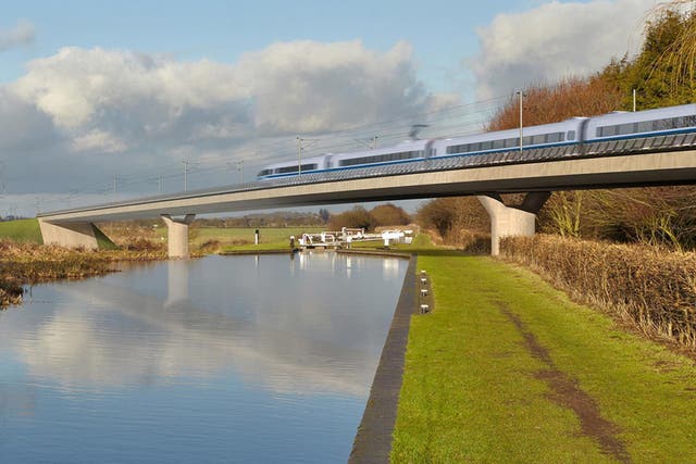 An artist's impression of how the Birmingham and Fazeley viaduct would look, part of the proposed route for the HS2 high speed rail scheme
