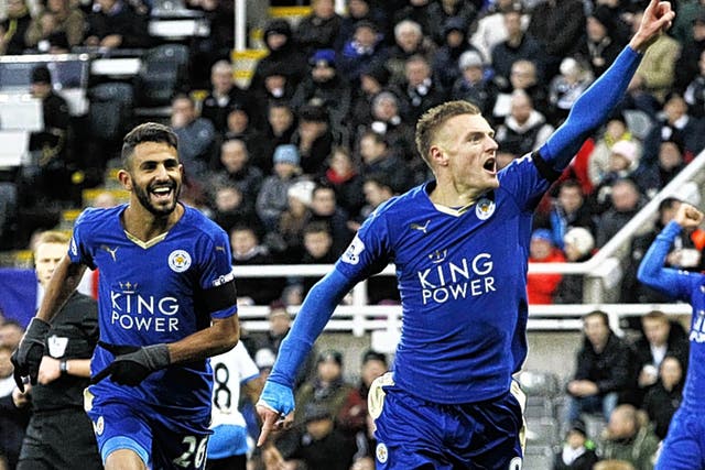 Jamie Vardy has scored on nine of the 13 occasions when he has been Leicester’s furthest forward player