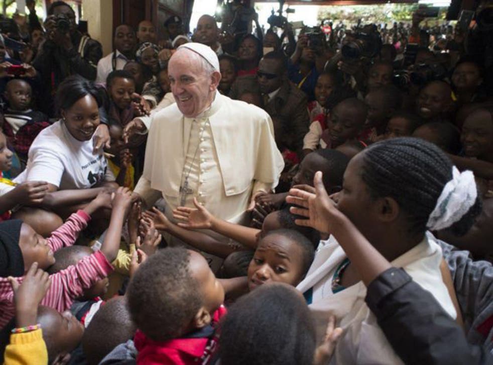 Pope Francis in Nairobi yesterday. He will also visit Uganda and Central African Republic