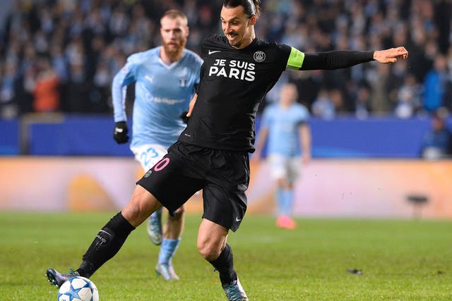 Zlatan Ibrahimovic in action for PSG against Malmo this week