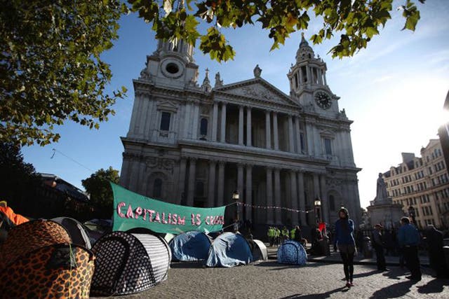 Tents fill the area in front of St Paul's Cathedral during the Occupy London Protests in 2011