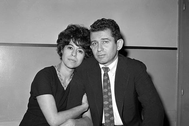 Adele and Norman Mailer at the court house in New York in 1960 where he was convicted of assault after stabbing her