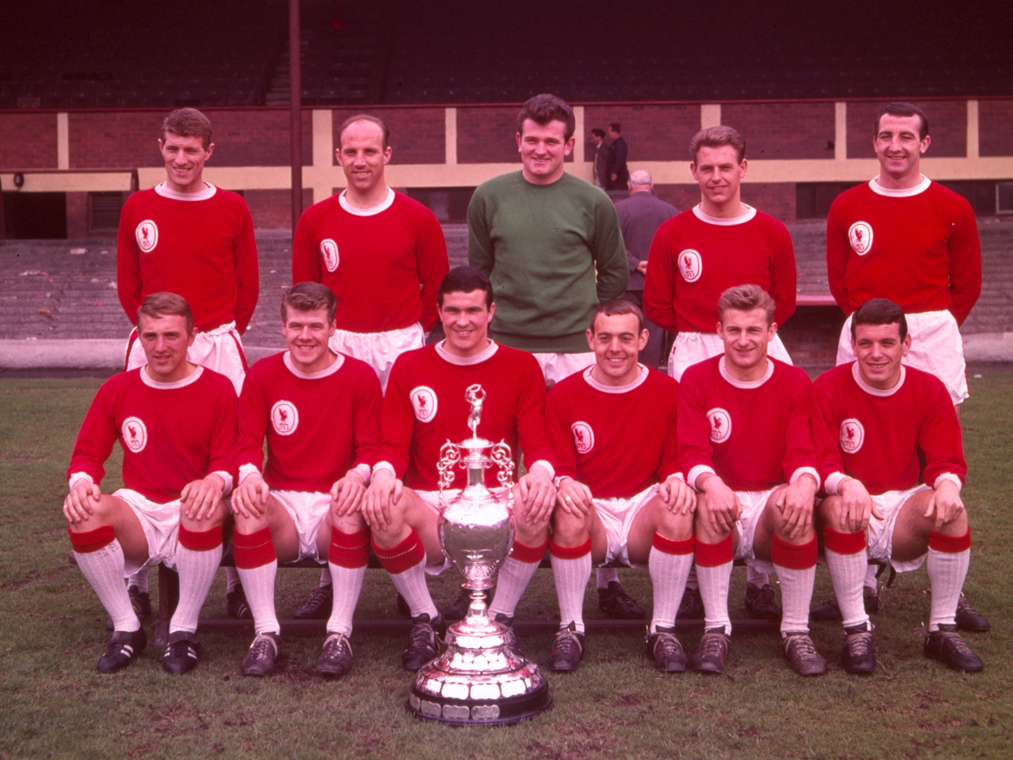 Gerry Byrne (top right) was part of Liverpool's title-winning 1963/64 side