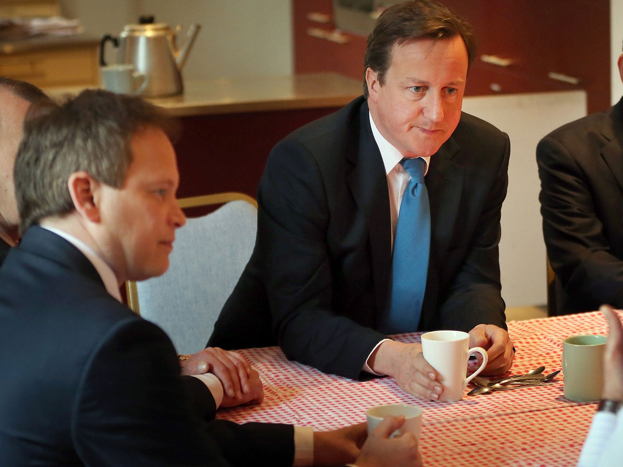 Grant Shapps in a meeting with Prime Minister David Cameron as housing minister in 2012