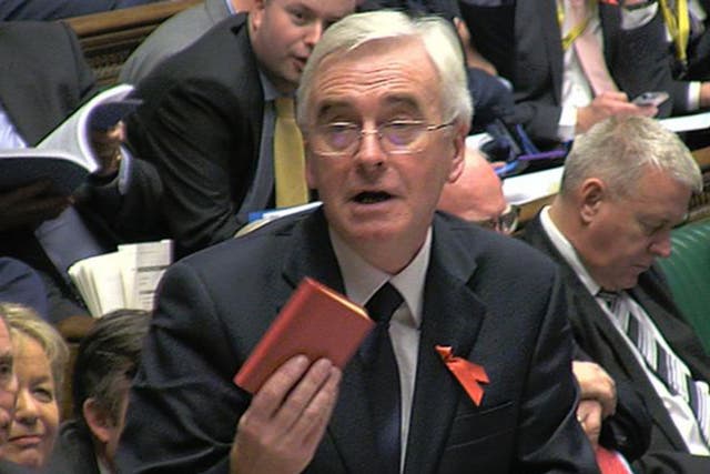 Britain's shadow Chancellor of the Exchequer John McDonnell quoting from Mao's Little Red Book