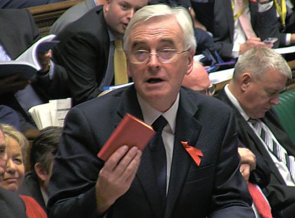 Britain's shadow Chancellor of the Exchequer John McDonnell quoting from Mao's Little Red Book