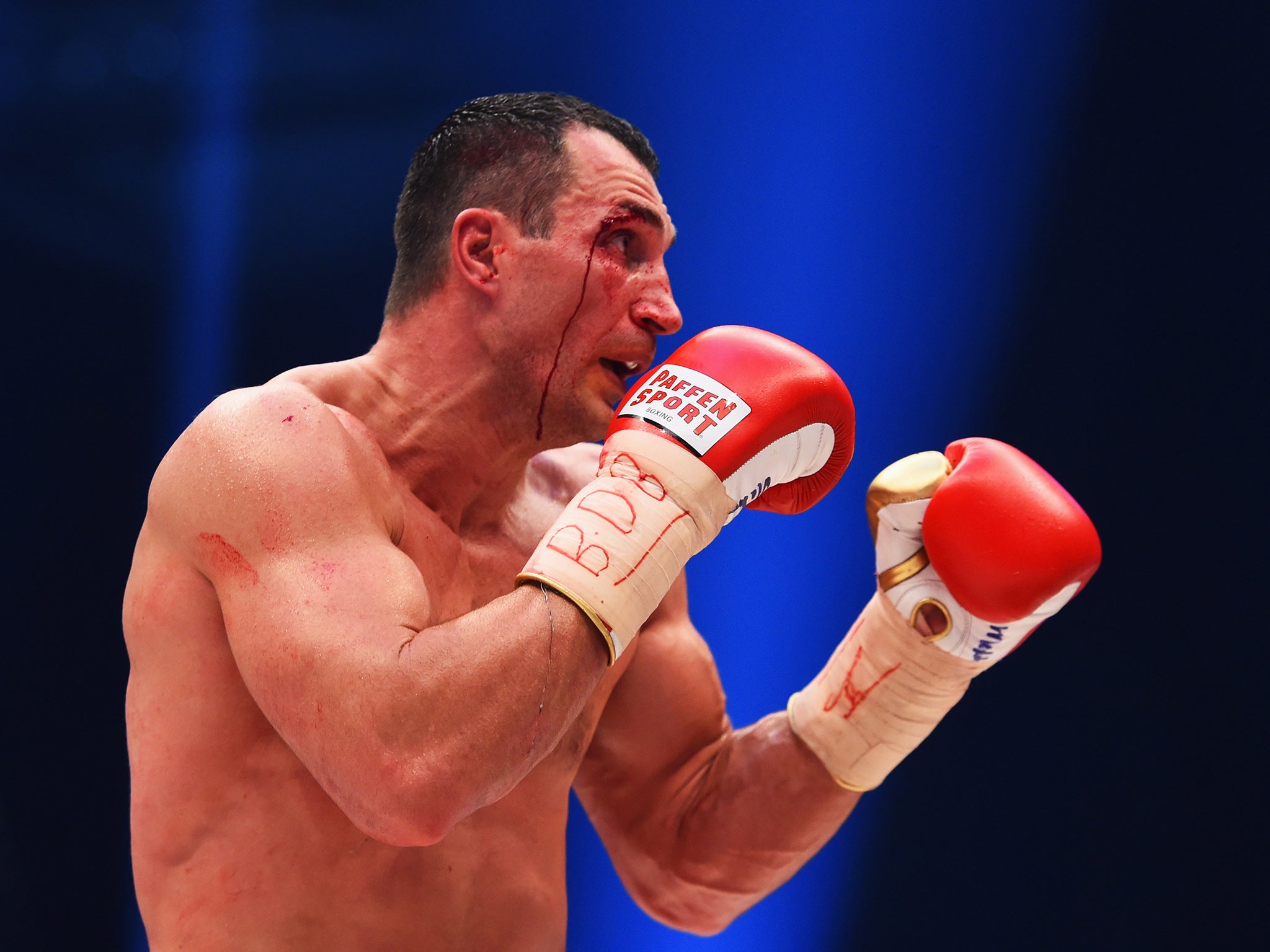 Wladimir Klitschko's face marked up more and more as the fight wore on