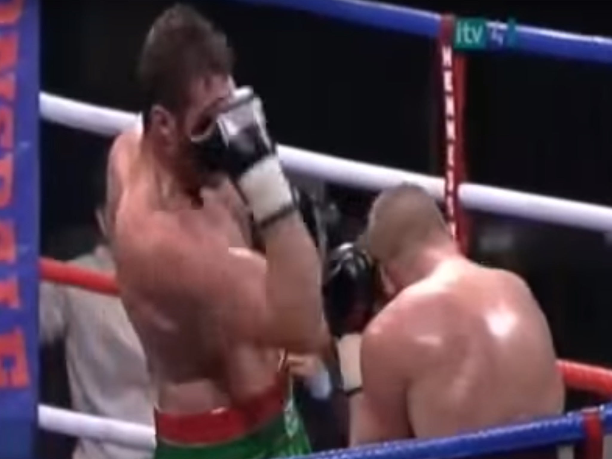 Tyson Fury punches himself in the face during a bout against Lee Swaby in 2009.