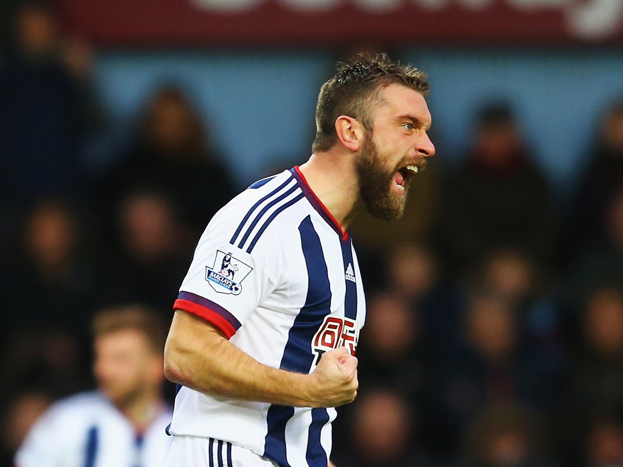 West Brom's Rickie Lambert celebrates forcing the equaliser