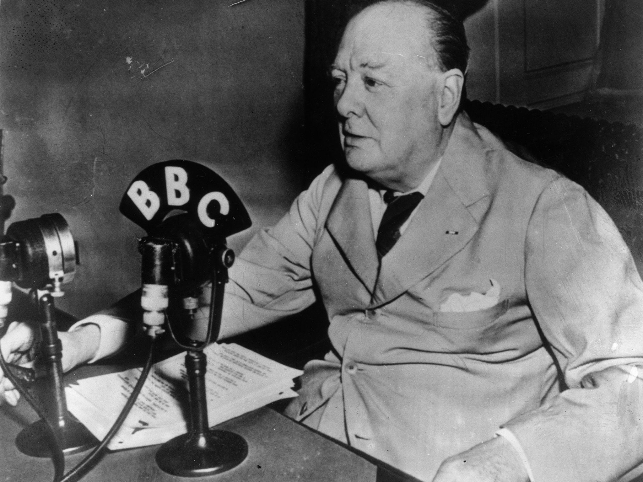 Winston Churchill makes a radio broadcast to the British public from the White House in 1943