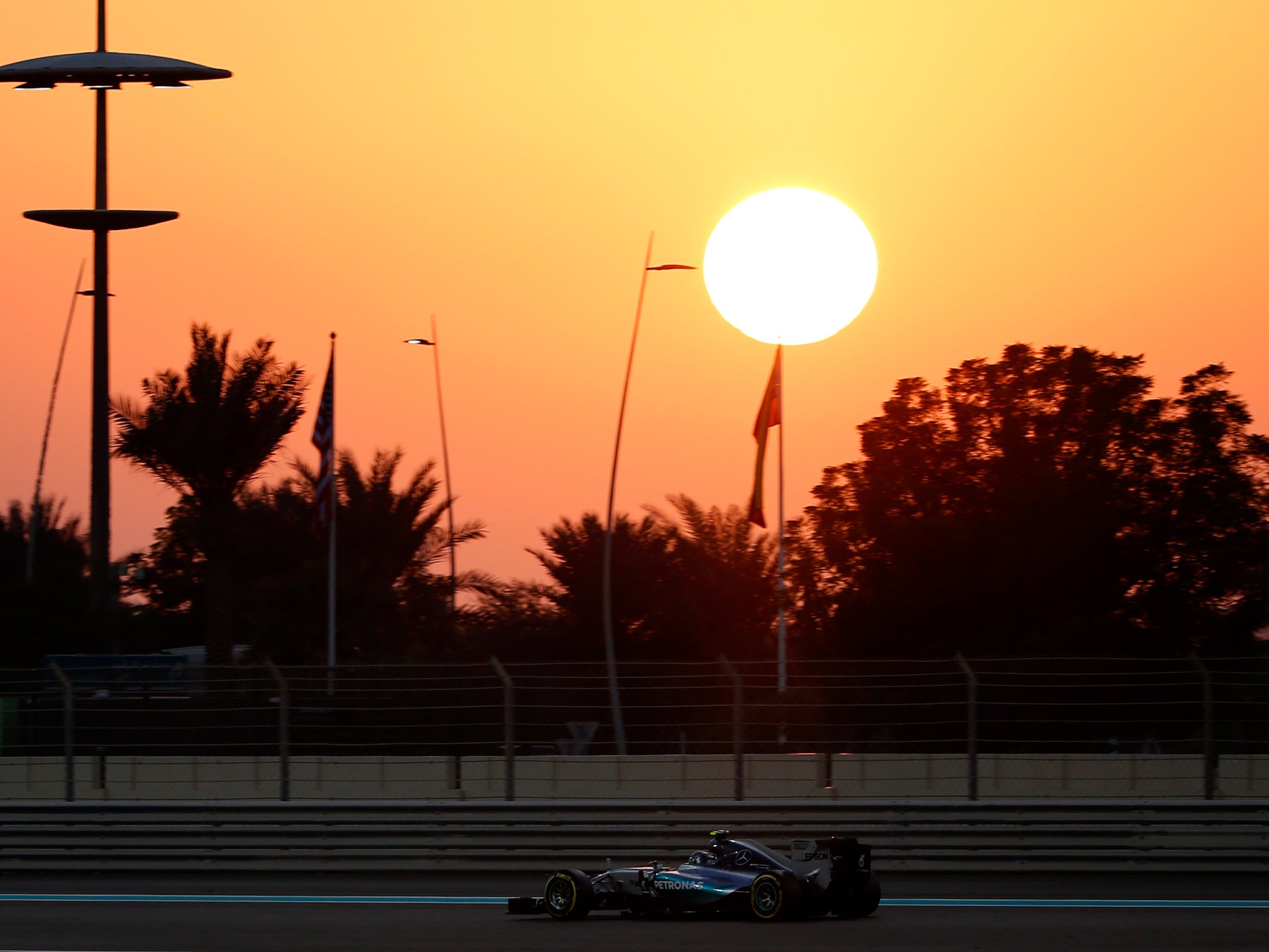 Nico Rosberg races during the of the Abu Dhabi Formula One Grand Prix at the Yas Marina circuit