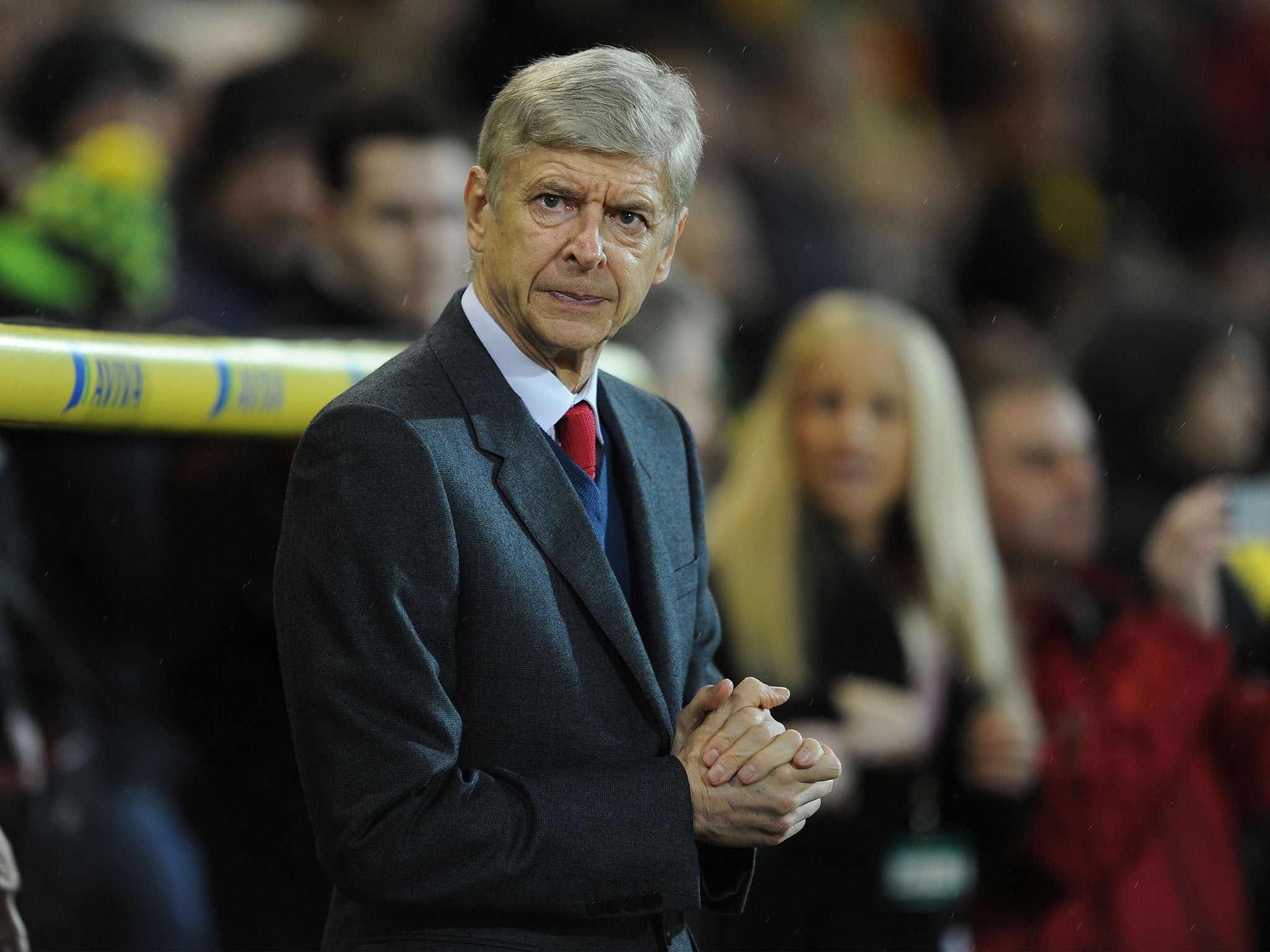 Arsenal manager Arsene Wenger looks on during the 1-1 draw with Norwich