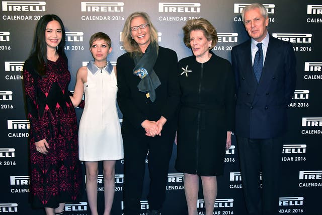 Yao Chen, Tavi Gevinson, Annie Leibovitz, Agnes Gund and Marco Tronchetti at the Pirelli Calendar launch in London
