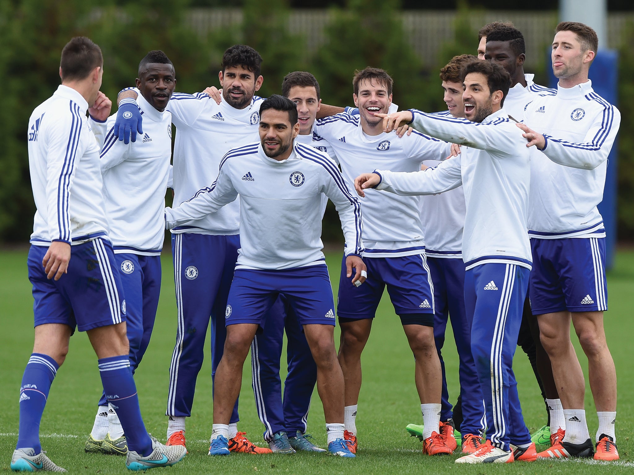 Members of the Chelsea FC squad during a training session