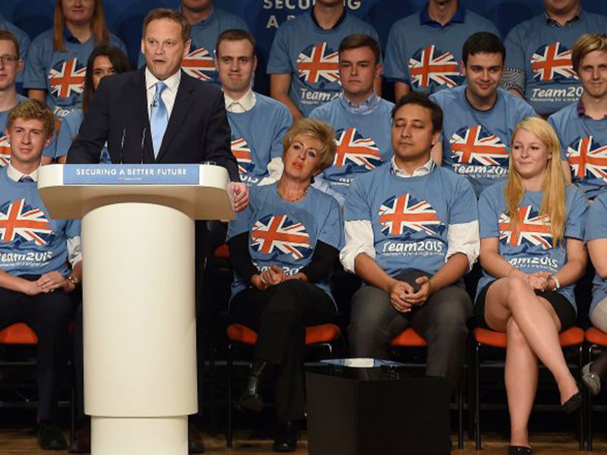 Mark Clarke, right of Grant Shapps, at the Tory Conference in 2014, has been accused of bullying