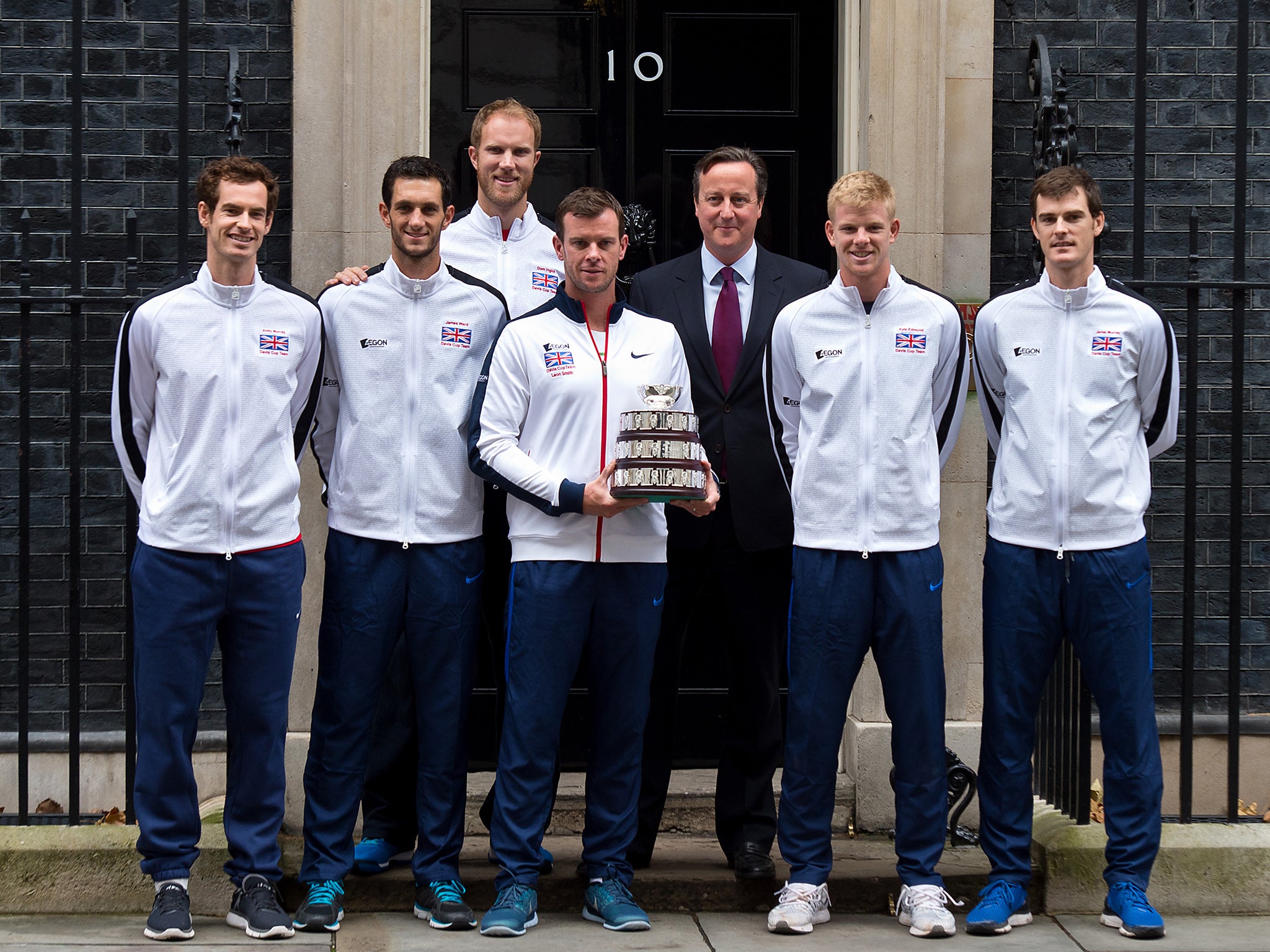 David Cameron meets Great Britain's victorious Davis Cup team