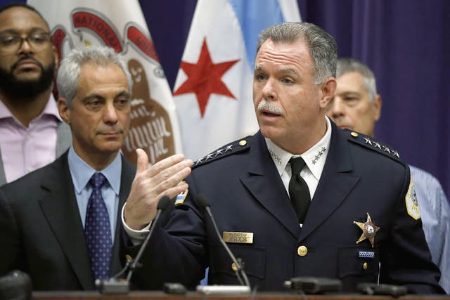 Police Superintendent Garry McCarthy, right, appears at a news conference with Chicago Mayor Rahm Emanuel, left.