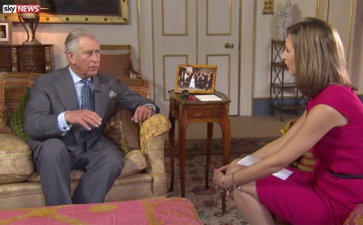 Prince Charles speaking to Sky News’ Rhiannon Mills last month