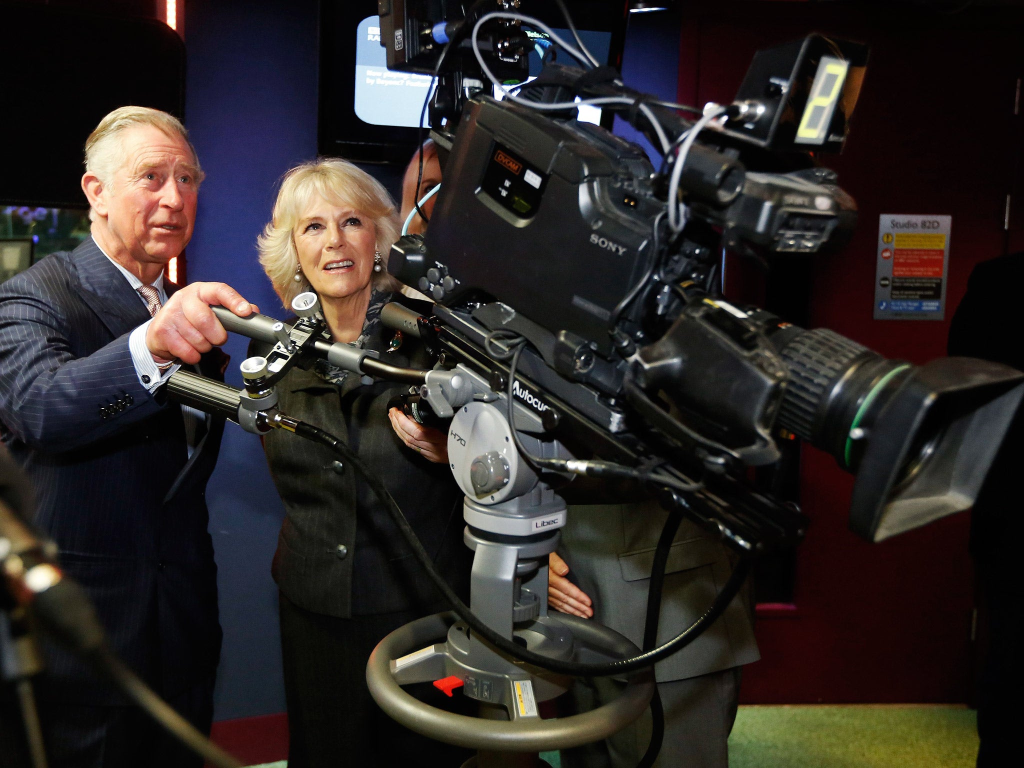 Prince Charles and Camilla during a visit to the BBC last year (Getty)